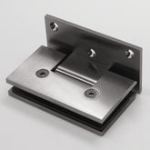 FORGE SHOWER HINGE - HEAVY DUTY - GLASS TO WALL - L-SHAPE - 90 Degrees - BRUSHED GUNMETAL